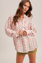 Floral Print Multi Stripe Mix Button Down Shirt