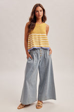 Wide Leg with Five Buttons Denim Pants