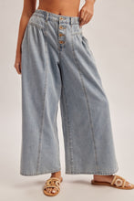 Wide Leg with Five Buttons Denim Pants