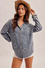 Horseshoe Buttondown Oversized Denim Top
