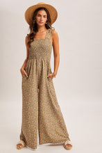 Ditsy Floral Smocked Strap And Chest Wide Leg Jumpsuit