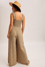 Ditsy Floral Smocked Strap And Chest Wide Leg Jumpsuit
