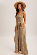 Ditsy Floral Smocked Strap And Chest Wide Leg Jumpsuit