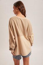 Daisy Patch Two-Tone Color Block Washed Top