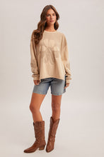 Daisy Patch Two-Tone Color Block Washed Top