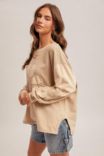 Daisy Patch Two-Tone Color Block Washed Top