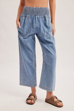 Smocked Waist Barrel Denim Pants