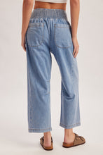 Smocked Waist Barrel Denim Pants