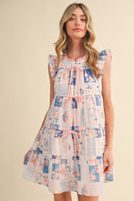 Floral Patch Print Tiered Mini Dress