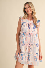 Floral Patch Print Tiered Mini Dress