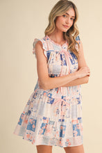 Floral Patch Print Tiered Mini Dress