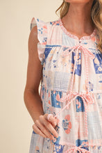 Floral Patch Print Tiered Mini Dress