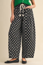 Polka Dot Pleated Barrel Pants in Black