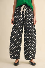 Polka Dot Pleated Barrel Pants in Black