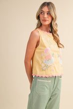 Floral Embroidery Scalloped Tank in Butter