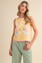 Floral Embroidery Scalloped Tank in Butter