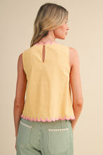 Floral Embroidery Scalloped Tank in Butter