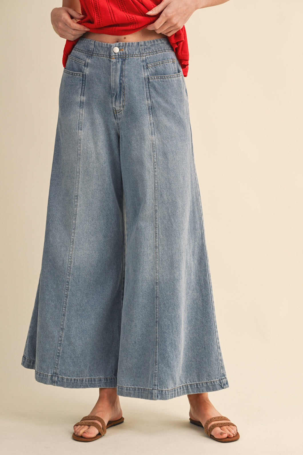 Washed Denim Wide Leg Denim