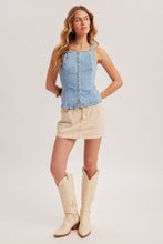 ButtonDown Lace-up Back Detail Sleeveless Denim Top