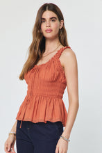 Ruffled Sweetheart Sleeveless Peplum Top with Smocked Waist