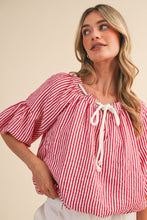 Striped Bubble Top With Grommet Neckline