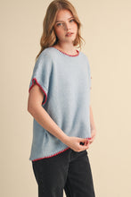 Cap Sleeve Blanket Stitch Sweater