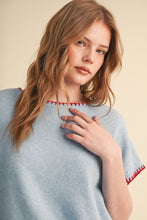 Cap Sleeve Blanket Stitch Sweater