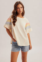 Rainbow Shoulder Oversized Washed Top