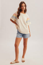 Rainbow Shoulder Oversized Washed Top