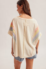 Rainbow Shoulder Oversized Washed Top
