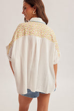Multi Embroidered Mixed Textured Button Down Shirt