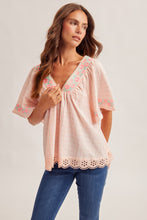 Floral Embroidered Crochet Detail Gingham Top