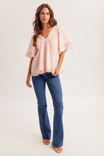 Floral Embroidered Crochet Detail Gingham Top