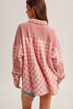 Waffle Mixed Button Down Oversized Shirt