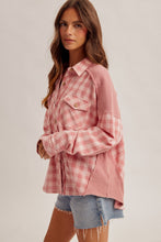 Waffle Mixed Button Down Oversized Shirt