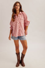 Waffle Mixed Button Down Oversized Shirt