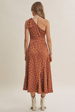 Party Glam One-shoulder Contrast Polka Dot Satin Midi Dress