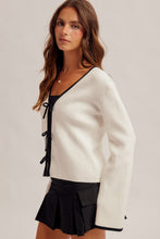 Tie Front Detail V Neck Long Sleeve Cardigan