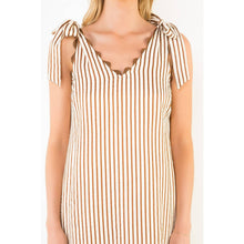 Tie Strap Scalloped Stripe Dress