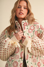 Quilted Mixed Floral Print Jacket With Ribbon Detail