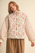 Quilted Mixed Floral Print Jacket With Ribbon Detail