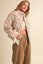 Quilted Mixed Floral Print Jacket With Ribbon Detail