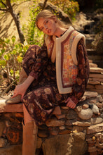 Pink Patchwork Print Vest with Sherpa Lining