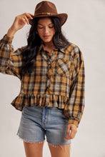 Frill Botton Button Down Checker Shirt