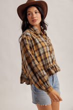 Frill Botton Button Down Checker Shirt