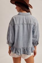 Oversized Frill Bottom Denim Shirt
