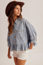 Oversized Frill Bottom Denim Shirt
