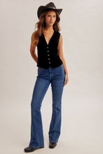 Black Velvet Button Down Vest