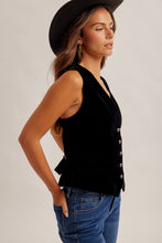 Black Velvet Button Down Vest