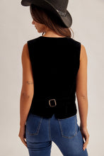 Black Velvet Button Down Vest